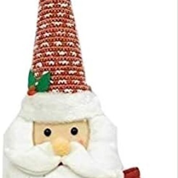 Fabric Santa Cone Christmas Tree Topper with Bow Decoration 20 Inch Holiday Gift - Picture 1 of 2